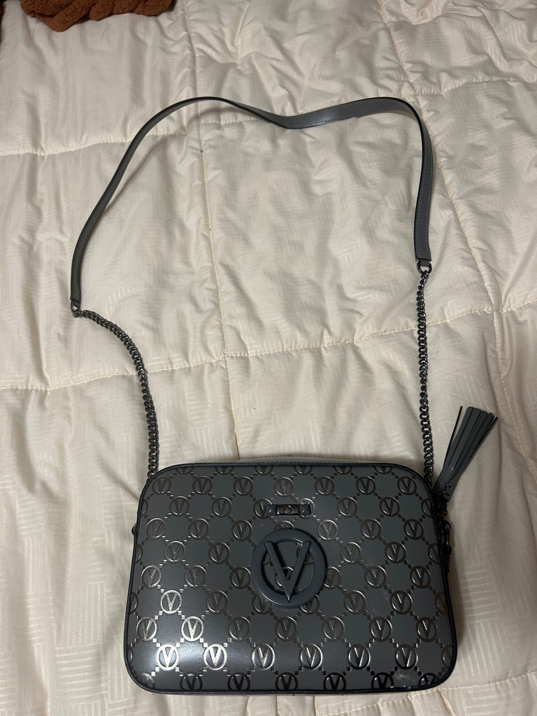 Valentino By Mario Valentino Gray Logo Crossbody With Tassel Accent